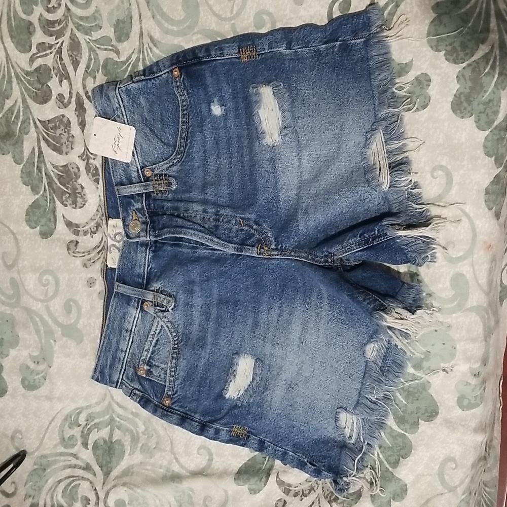 Free People Women Distressed Denim Jeans Size 26 Washed Blue